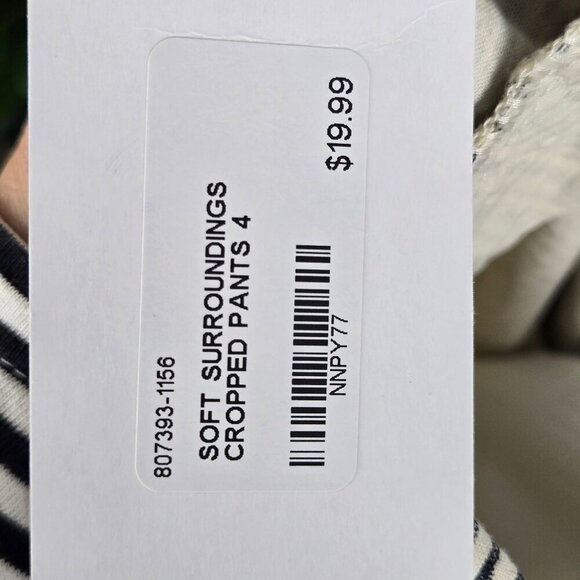 Soft Surroundings Size 4 Black & Cream Patterned Cropped Pants Straight Leg NWT - Picture 13 of 16